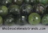 CCJ424 15.5 inches 12mm faceted round dendritic green jade beads