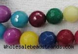 CCN1005 15.5 inches 12mm faceted round multi colored candy jade beads