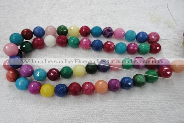 CCN1005 15.5 inches 12mm faceted round multi colored candy jade beads