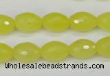 CCN2010 15 inches 10*14mm faceted rice candy jade beads wholesale