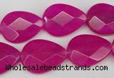 CCN2191 15.5 inches 15*20mm faceted flat teardrop candy jade beads