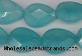 CCN2194 15.5 inches 15*20mm faceted flat teardrop candy jade beads