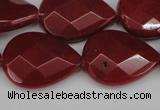 CCN2330 15.5 inches 18*25mm faceted flat teardrop candy jade beads