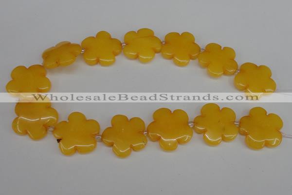 CCN2350 15.5 inches 30mm carved flower candy jade beads wholesale