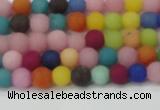 CCN2551 15.5 inches 4mm round mixed color matte candy jade beads