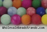 CCN2554 15.5 inches 10mm round mixed color matte candy jade beads