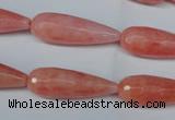 CCN2882 15.5 inches 10*30mm faceted teardrop candy jade beads