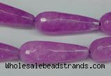 CCN2885 15.5 inches 10*30mm faceted teardrop candy jade beads