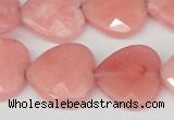 CCN356 15.5 inches 20*20mm faceted heart candy jade beads wholesale