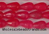 CCN3777 15.5 inches 8*12mm faceted teardrop candy jade beads