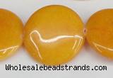 CCN3840 15.5 inches 30mm flat round candy jade beads wholesale