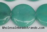 CCN3844 15.5 inches 30mm flat round candy jade beads wholesale