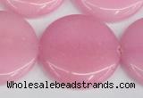 CCN3851 15.5 inches 35mm flat round candy jade beads wholesale