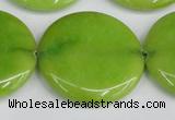 CCN3856 15.5 inches 35mm flat round candy jade beads wholesale