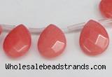 CCN3928 Top-drilled 12*15mm briolette candy jade beads wholesale