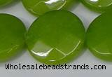 CCN4190 15.5 inches 20mm faceted coin candy jade beads wholesale