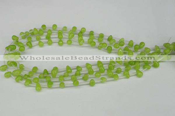 CCN438 15.5 inches Top-drilled 6*9mm teardrop candy jade beads