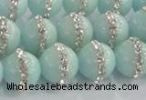 CCN4612 15.5 inches 10mm round candy jade with rhinestone beads