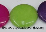 CCN510 15.5 inches 30mm flat round candy jade beads wholesale