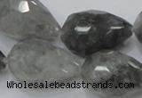 CCQ112 15.5 inches 20*30mm faceted teardrop cloudy quartz beads