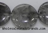 CCQ122 15.5 inches 35mm coin cloudy quartz beads wholesale