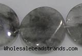 CCQ131 15.5 inches 30mm twisted coin cloudy quartz beads wholesale