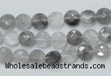 CCQ133 15.5 inches 8mm faceted coin cloudy quartz beads wholesale