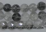 CCQ134 15.5 inches 10mm faceted coin cloudy quartz beads wholesale