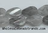 CCQ164 15.5 inches 13*18mm twisted & faceted oval cloudy quartz beads