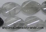 CCQ170 15.5 inches 18*25mm twisted flat teardrop cloudy quartz beads