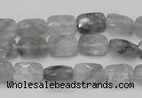 CCQ185 15.5 inches 8*12mm faceted rectangle cloudy quartz beads