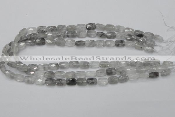 CCQ185 15.5 inches 8*12mm faceted rectangle cloudy quartz beads