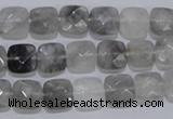 CCQ197 15.5 inches 8*8mm faceted square cloudy quartz beads