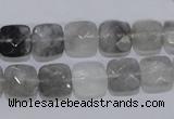 CCQ198 15.5 inches 10*10mm faceted square cloudy quartz beads