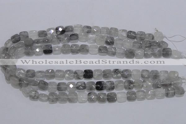 CCQ198 15.5 inches 10*10mm faceted square cloudy quartz beads