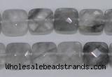 CCQ199 15.5 inches 12*12mm faceted square cloudy quartz beads