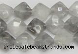 CCQ208 15.5 inches 10*10mm faceted diamond cloudy quartz beads