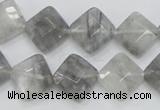 CCQ209 15.5 inches 12*12mm faceted diamond cloudy quartz beads