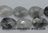 CCQ213 15.5 inches 13*18mm faceted flat teardrop cloudy quartz beads