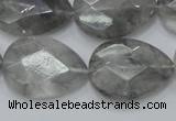 CCQ214 15.5 inches 18*25mm faceted flat teardrop cloudy quartz beads