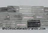 CCQ216 15.5 inches 10*15mm flat column cloudy quartz beads wholesale