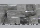 CCQ219 15.5 inches 10*15mm faceted & flat column cloudy quartz beads