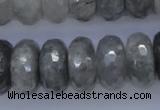 CCQ238 15.5 inches 10*20mm faceted rondelle cloudy quartz beads