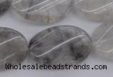 CCQ252 15.5 inches 20*30mm twisted oval cloudy quartz beads wholesale