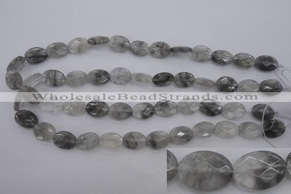 CCQ265 15.5 inches 12*16mm faceted oval cloudy quartz beads