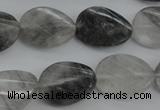 CCQ278 15.5 inches 15*20mm faceted & twisted oval cloudy quartz beads