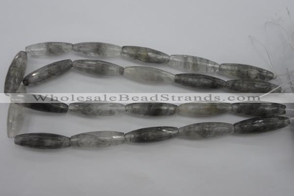 CCQ290 15.5 inches 10*35mm faceted rice cloudy quartz beads