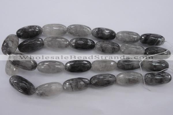 CCQ294 15.5 inches 15*30mm faceted rice cloudy quartz beads