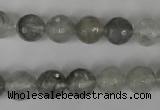 CCQ313 15.5 inches 10mm faceted round cloudy quartz beads wholesale