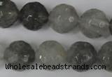 CCQ316 15.5 inches 16mm faceted round cloudy quartz beads wholesale